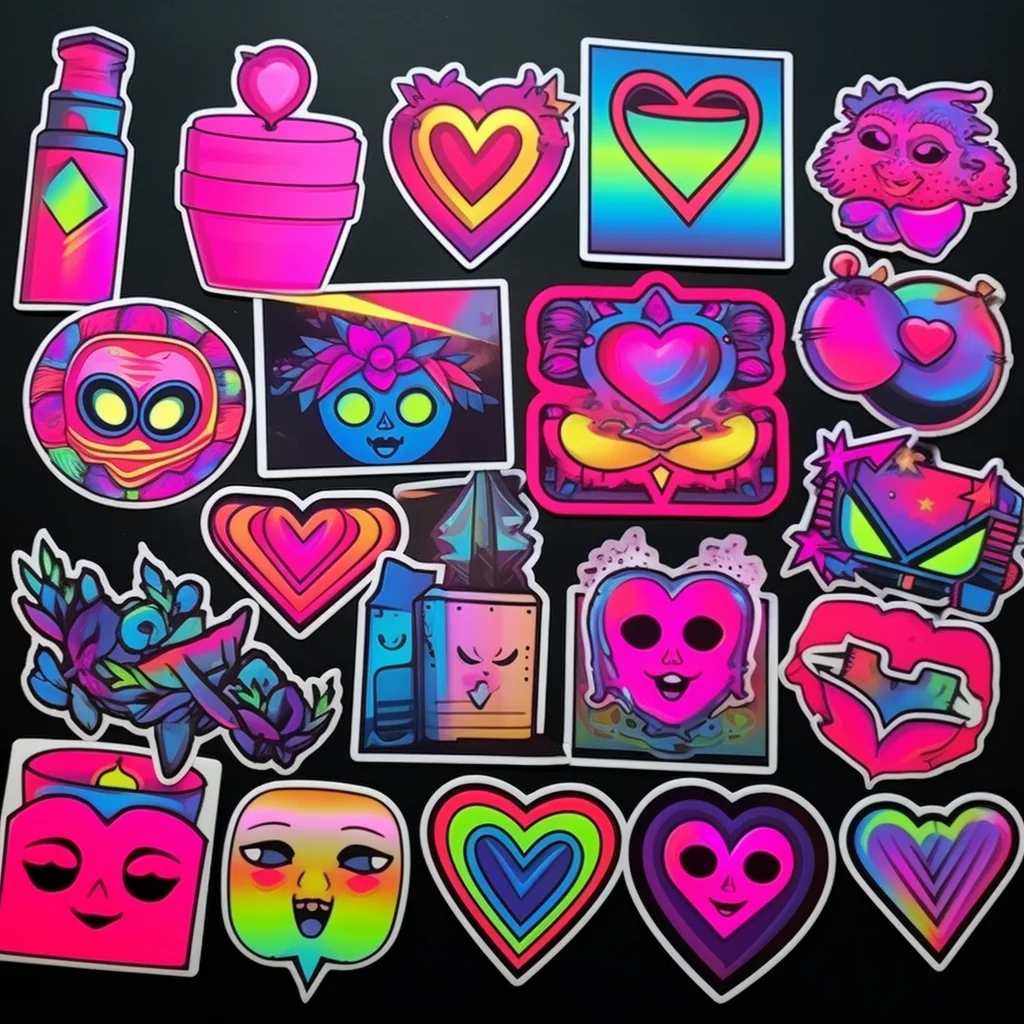 Midjourney Prompt for Neon Planner Stickers